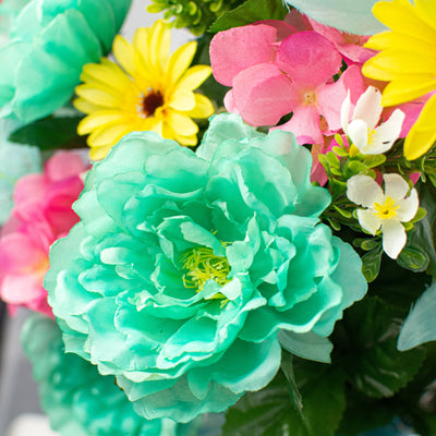 31" Peony Hydrangea Lily Bush: Aqua & Pink