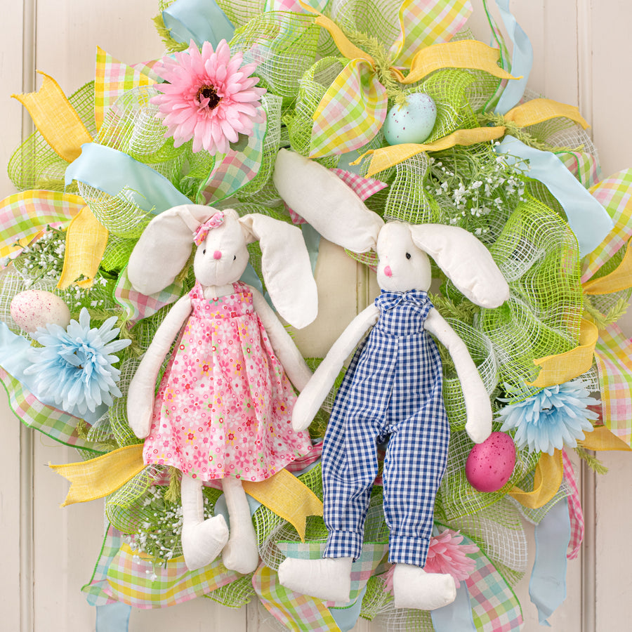 18" Plush Rabbit Decoration: Pink