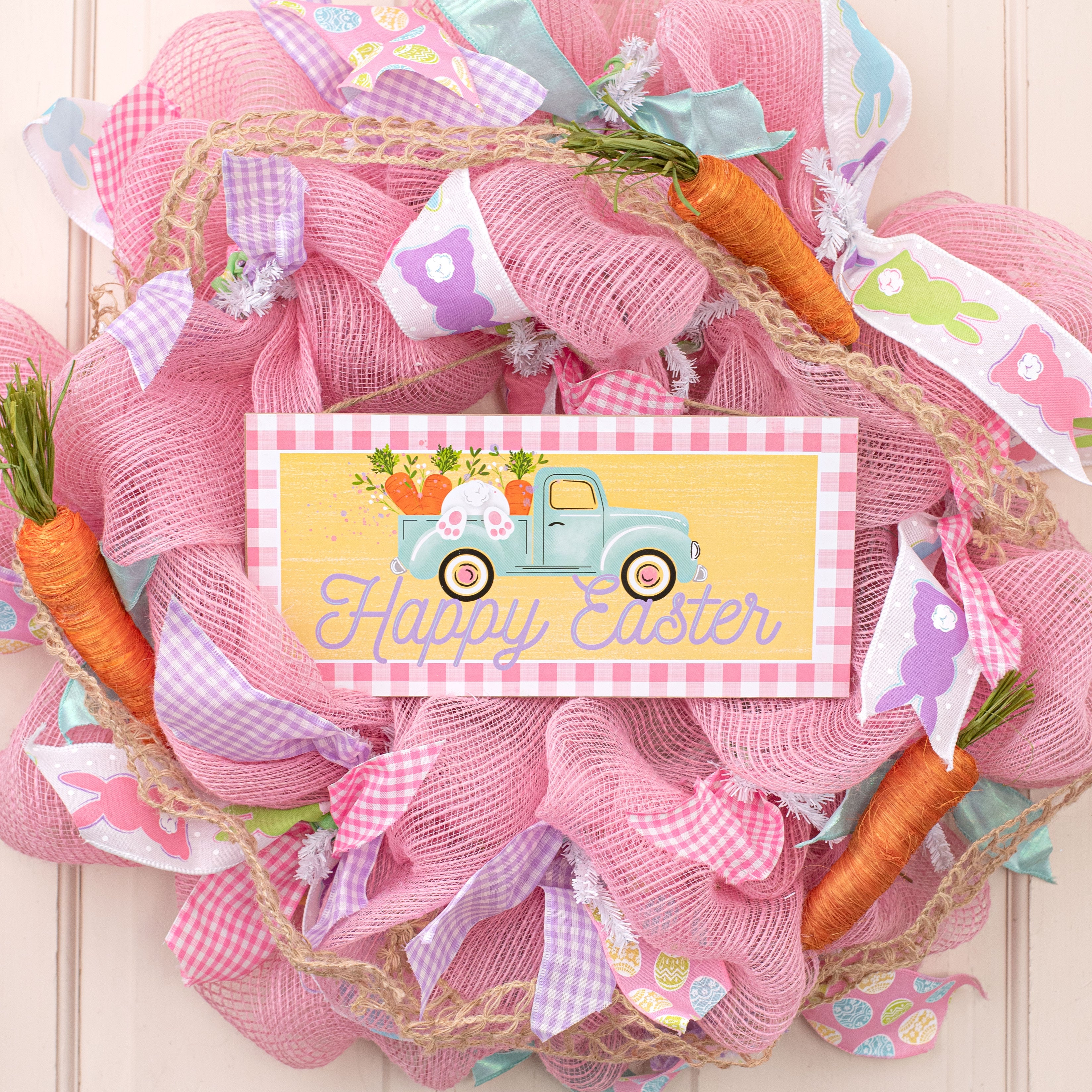 12" Wooden Sign: Easter, Truck, Check