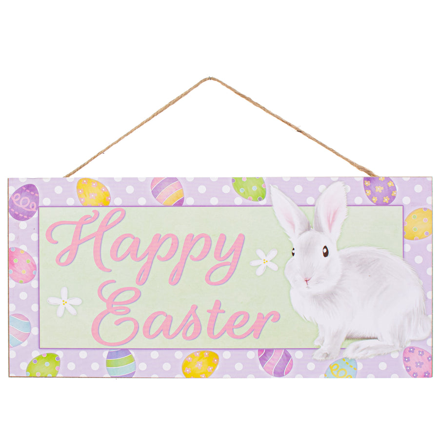 12" Wooden Sign: Happy Easter With Bunny