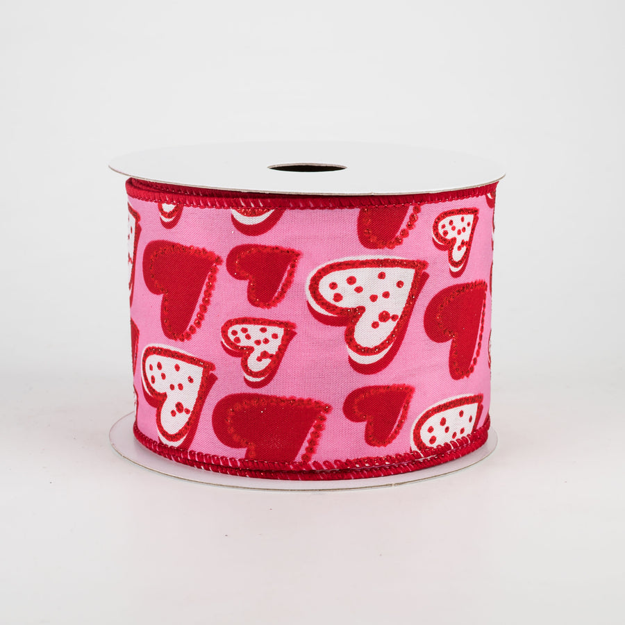 2.5" Kelly Hearts Ribbon: Pink (10 Yards)