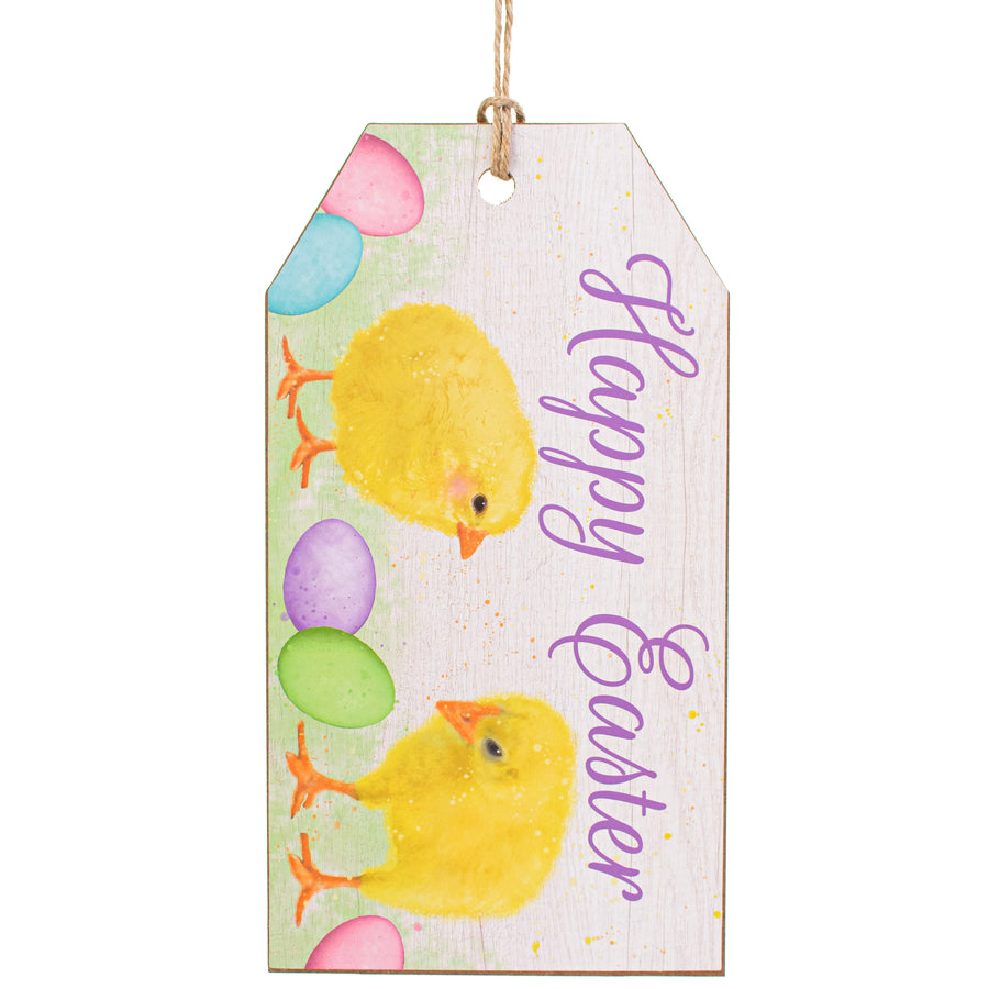 12" Wooden Sign: Happy Easter Tag