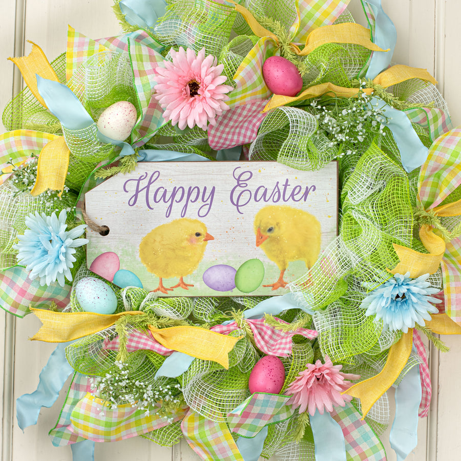 12" Wooden Sign: Happy Easter Tag