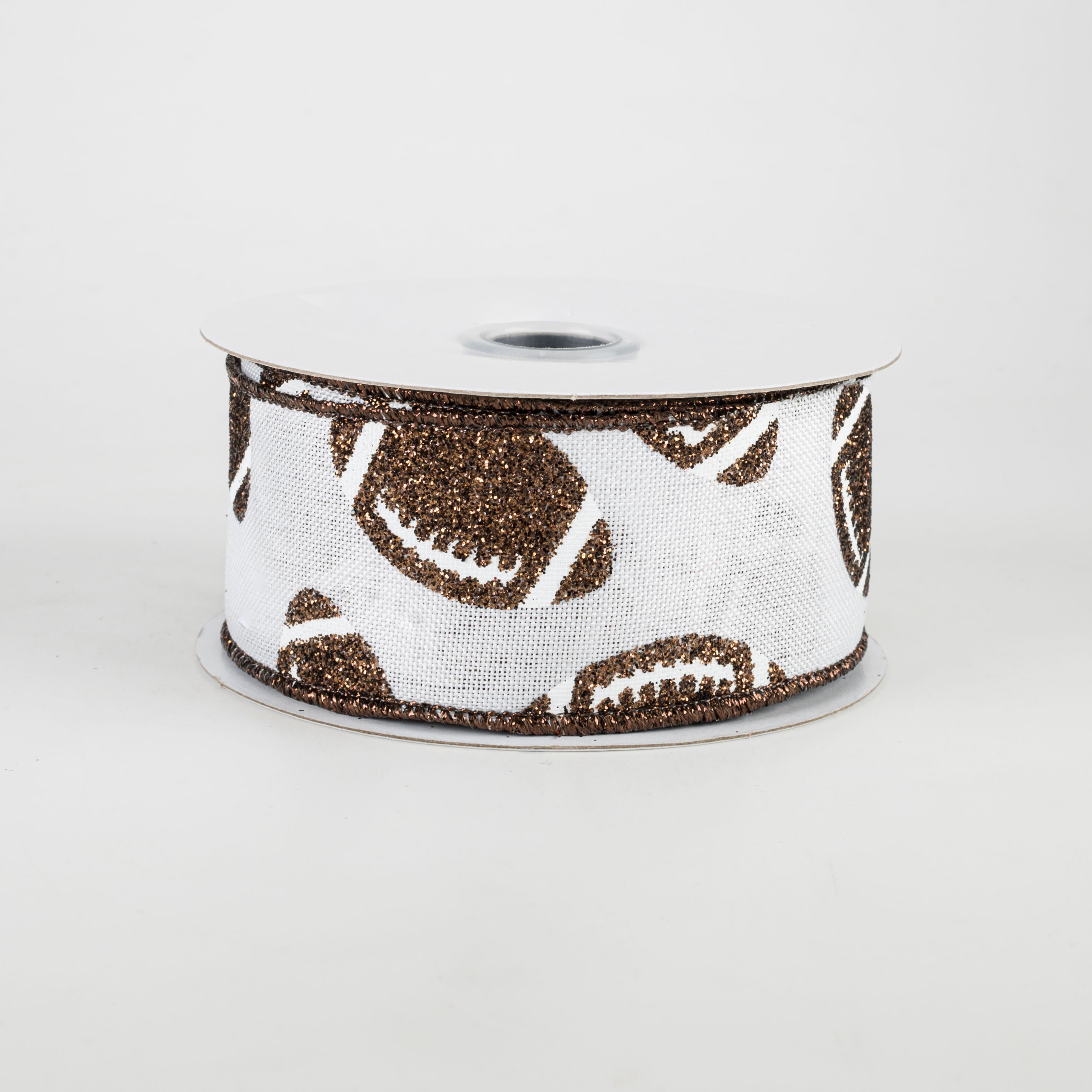 1.5" Glitter Football Ribbon: White (10 Yards)