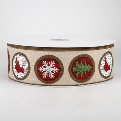 2.5" Holiday Wood Slice Ribbon: Natural (50 Yards)