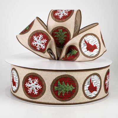 2.5" Holiday Wood Slice Ribbon: Natural (50 Yards)