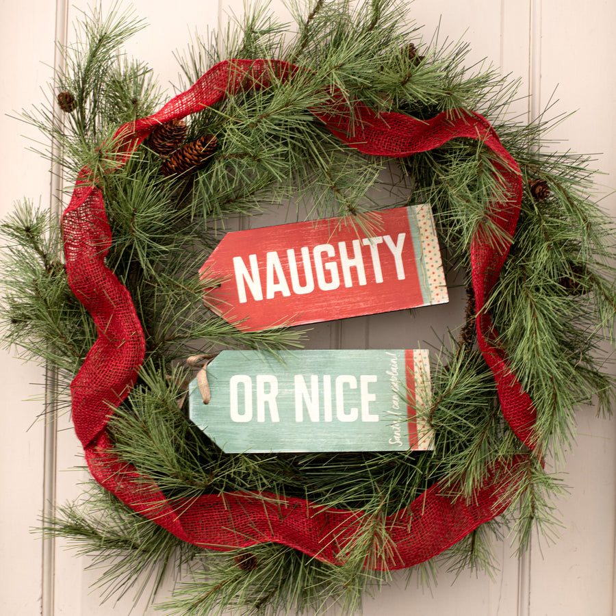 10" Tag Sign Greeter: Naughty or Nice