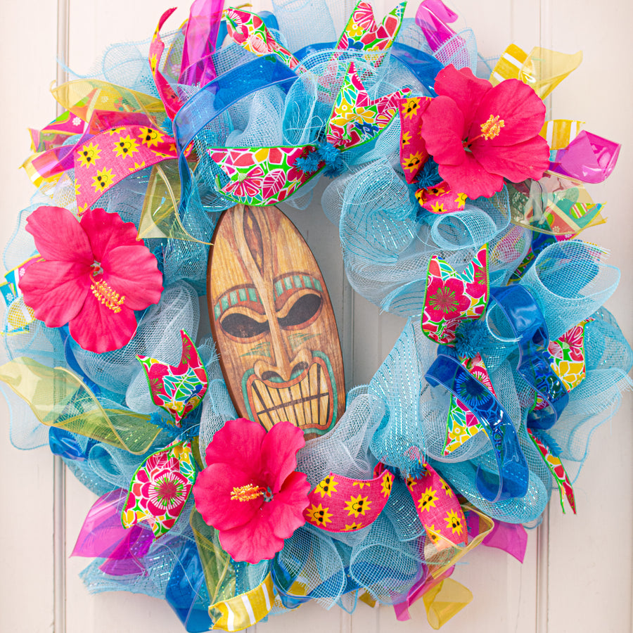 12" Standing Surf Board Sign: Angry Tiki
