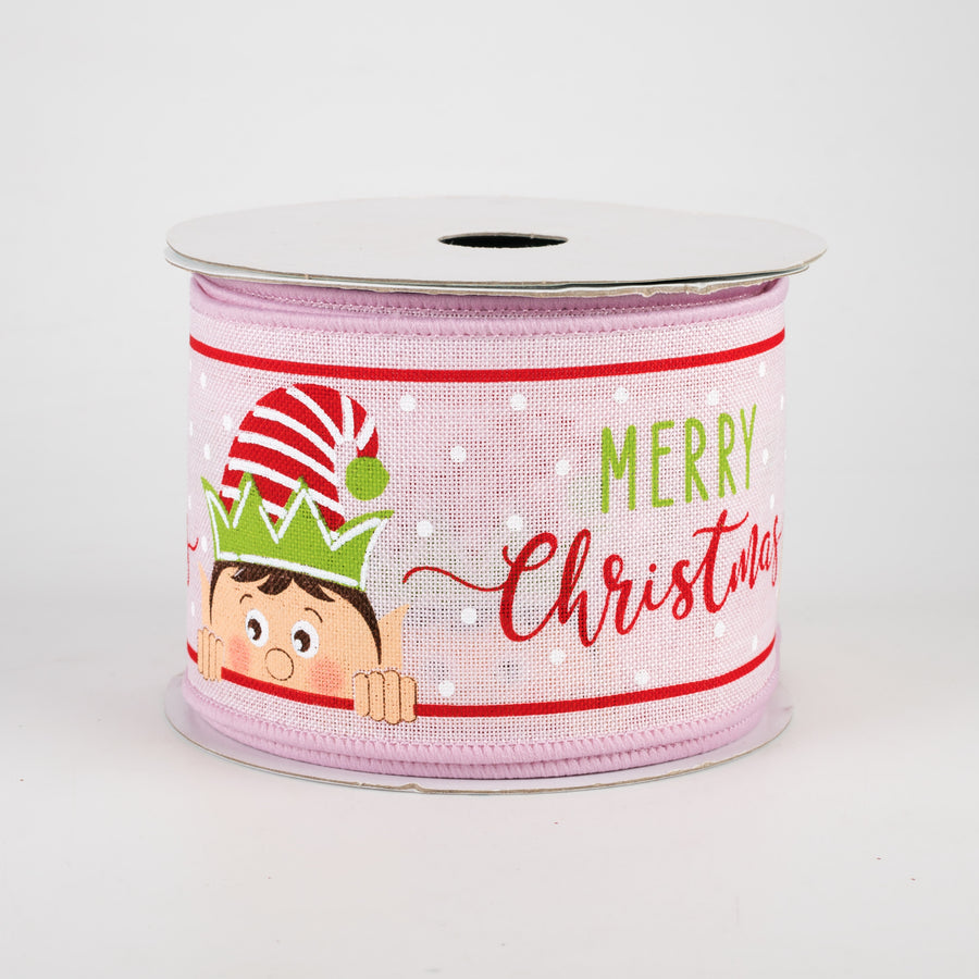 2.5" Peeking Elf Ribbon: Powder Pink (10 Yards)