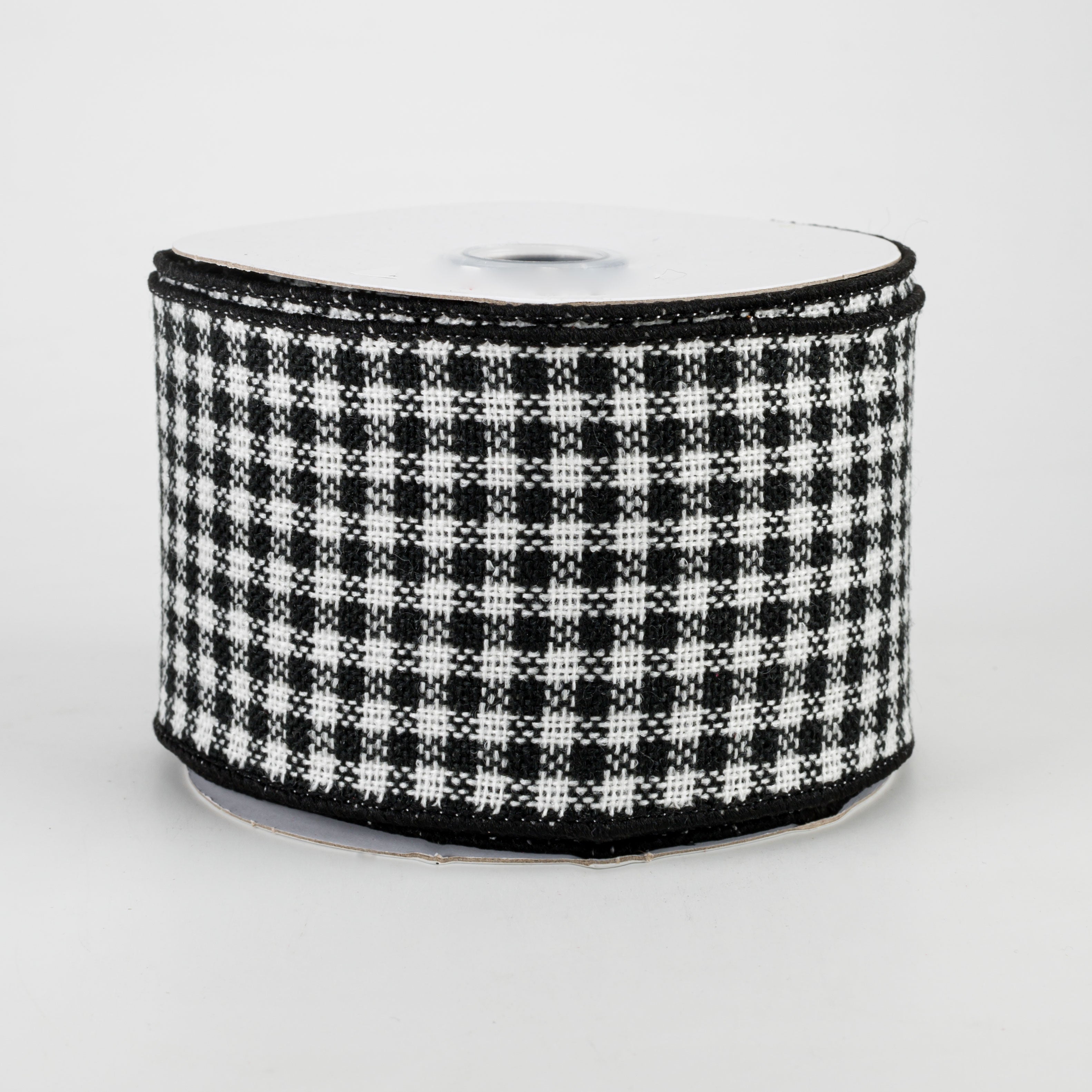 2.5" Mini Woven Check Ribbon: Black & White (10 Yards)