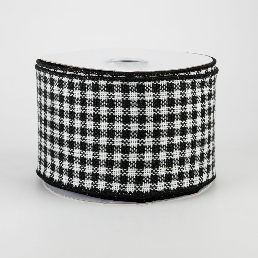 2.5" Mini Woven Check Ribbon: Black & White (10 Yards)