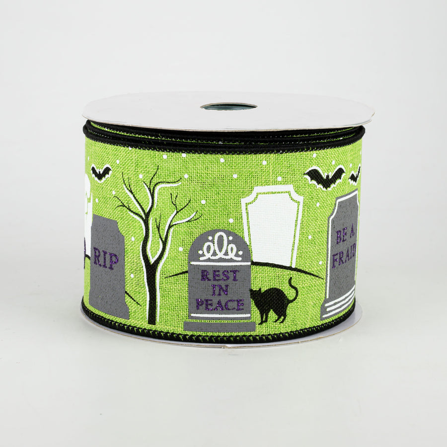 2.5" Graveyard Ribbon: Lime (10 Yards)