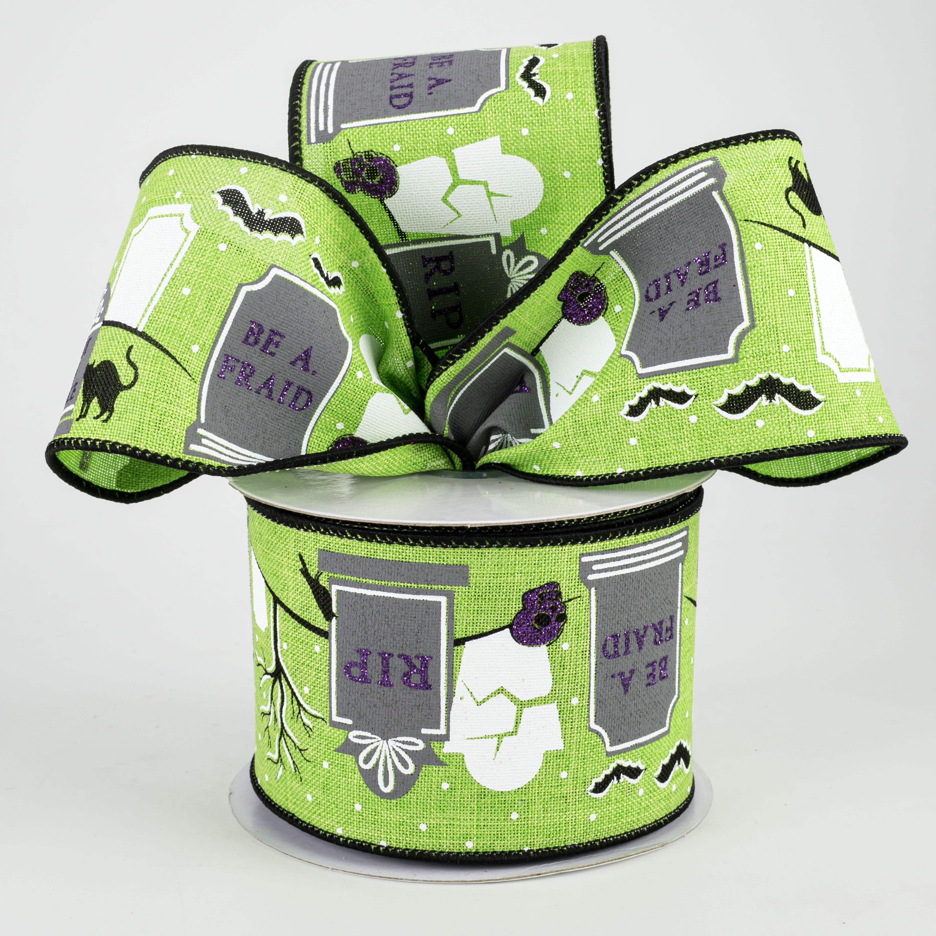 2.5" Graveyard Ribbon: Lime (10 Yards)