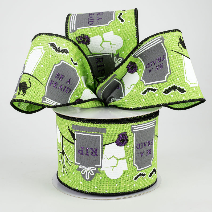 2.5" Graveyard Ribbon: Lime (10 Yards)
