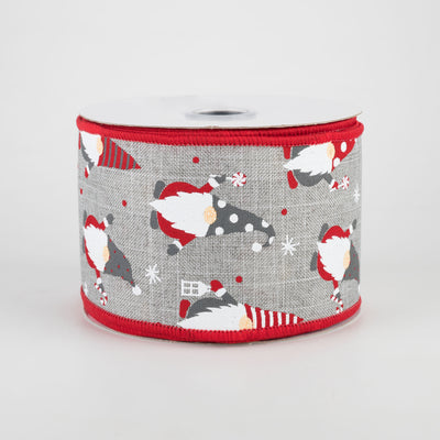 2.5" Christmas Gnomes Ribbon: Light Grey (10 Yards)