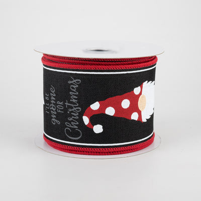 2.5" Christmas Gnome Heads Ribbon: Black (10 Yards)