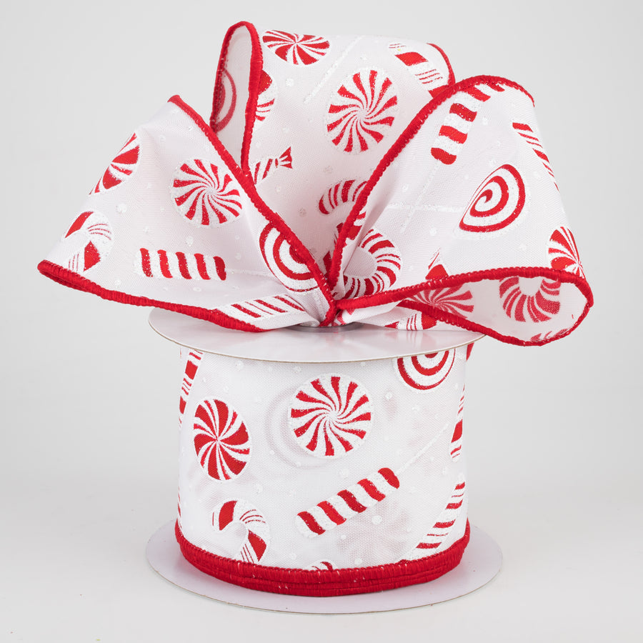 2.5" Candy Cane & Peppermint Ribbon (10 Yards)