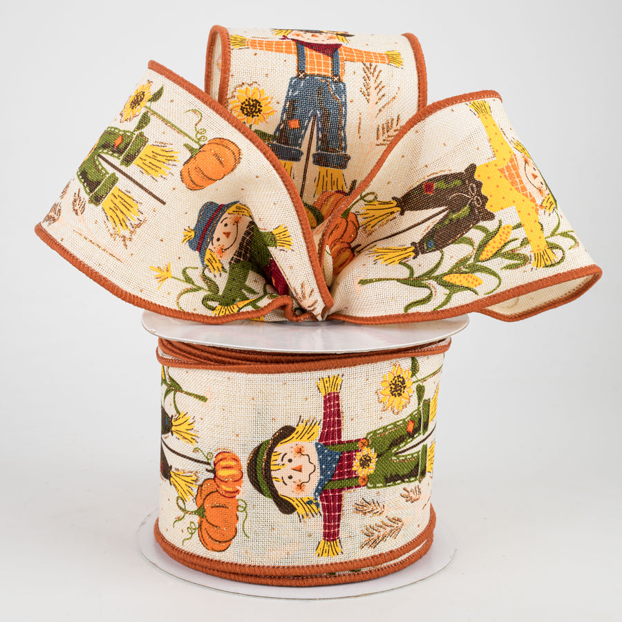 2.5" Scarecrows With Glitter Ribbon: Cream (10 Yards)