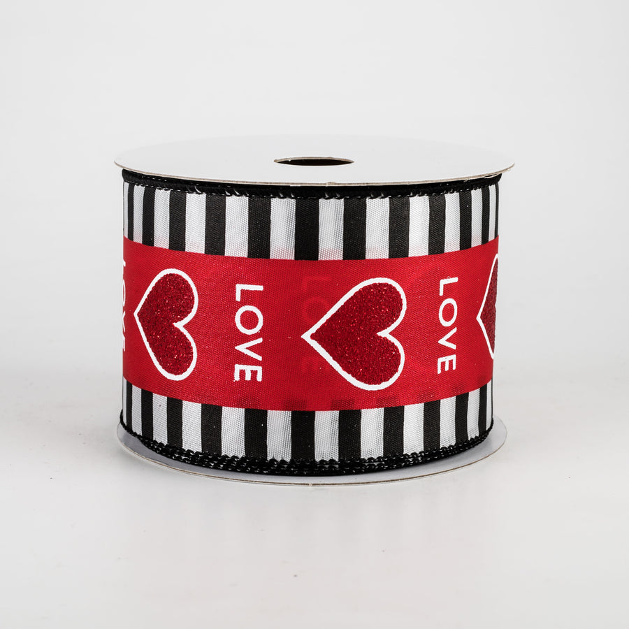 2.5" Love & Heart Dash Edge Ribbon (10 Yards)