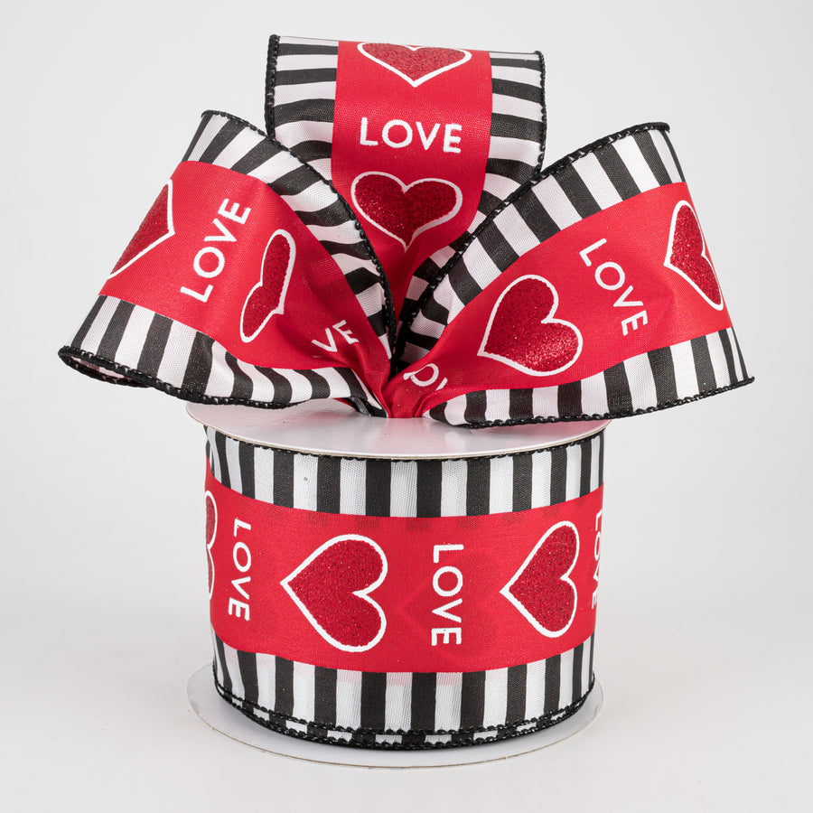 2.5" Love & Heart Dash Edge Ribbon (10 Yards)