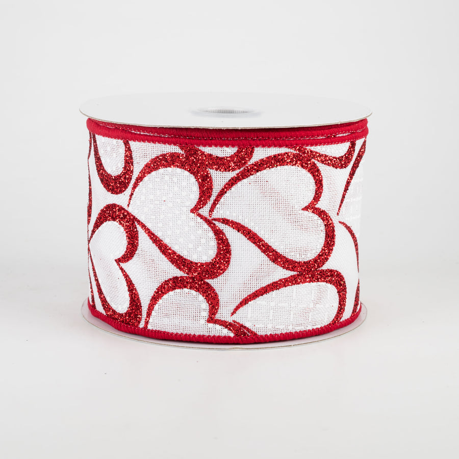 2.5" Oversize Glitter Mia Hearts Ribbon (10 Yards)