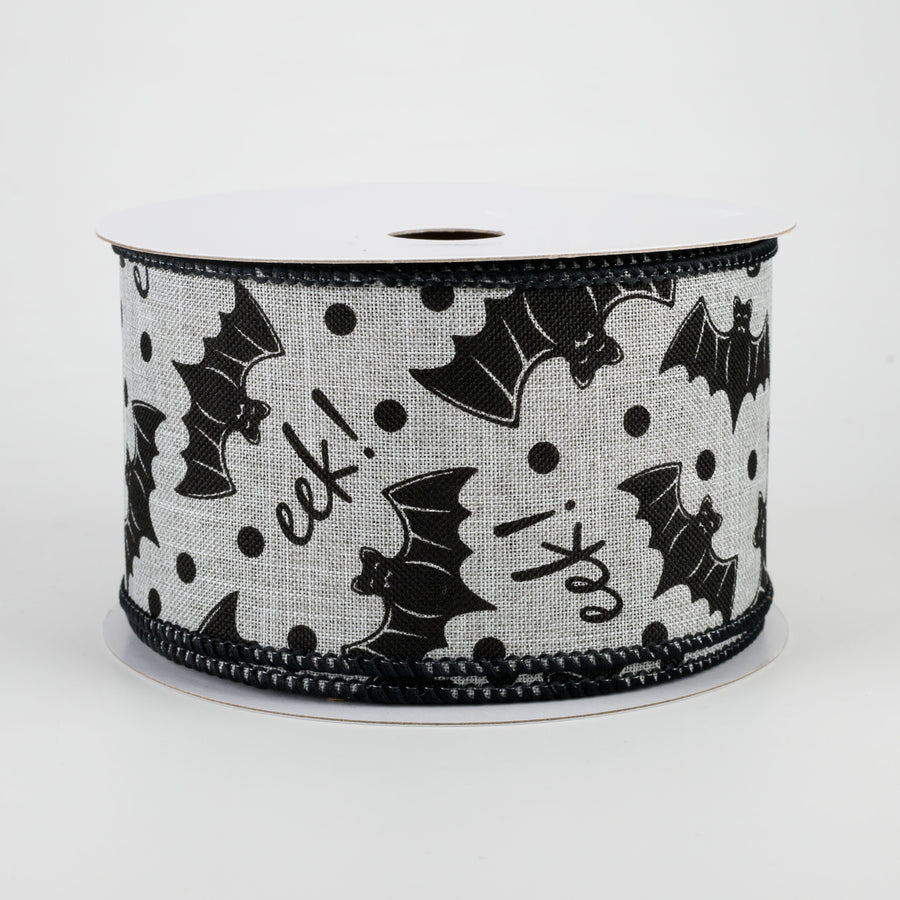 2.5" Bats Eek Ribbon: Light Grey (10 Yards)