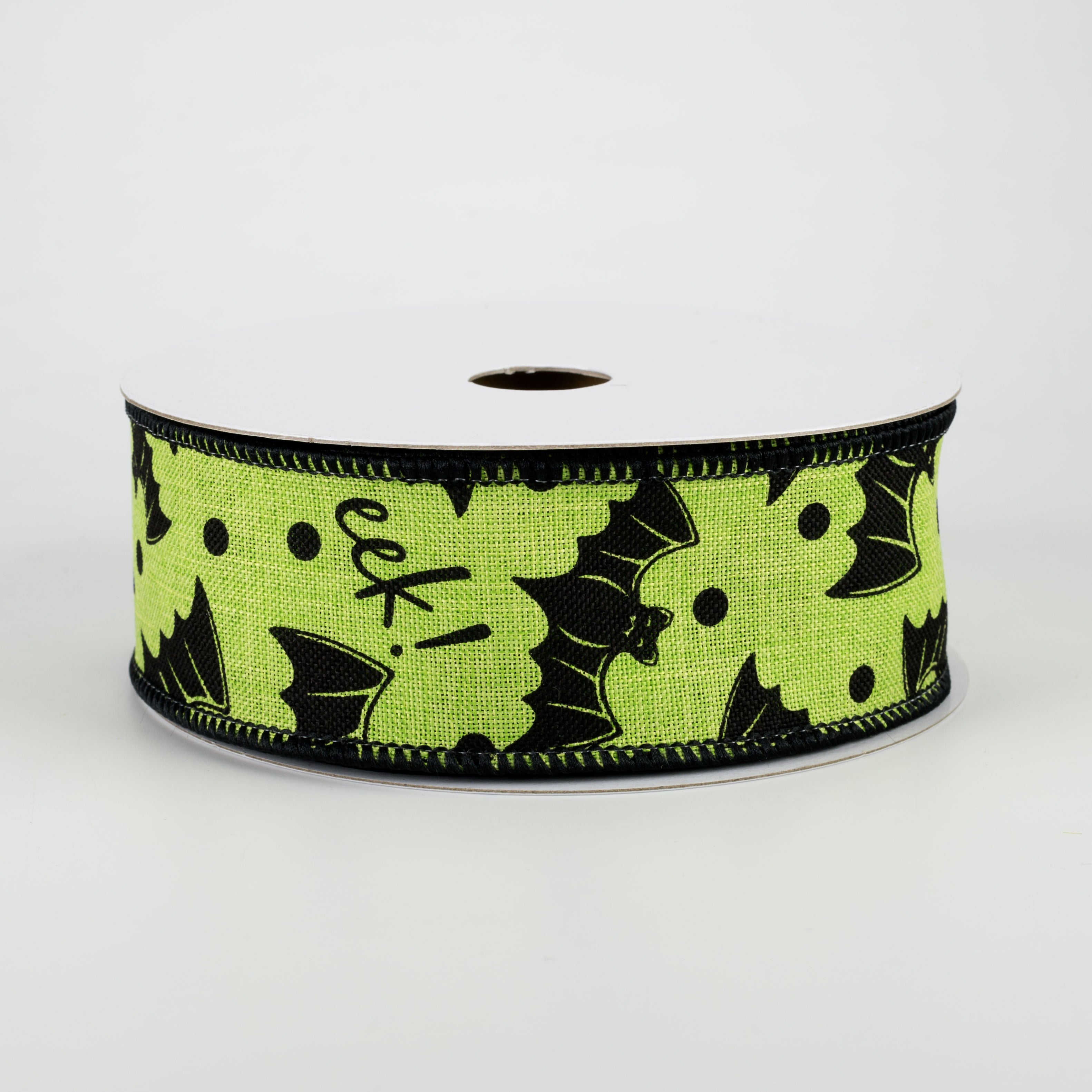 1.5" Bats Eek Ribbon: Lime Green (10 Yards)