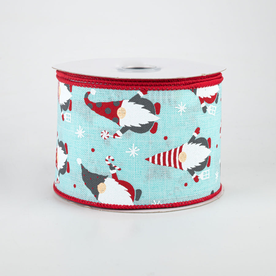 2.5" Christmas Gnomes Ribbon: Ice Blue (10 Yards)