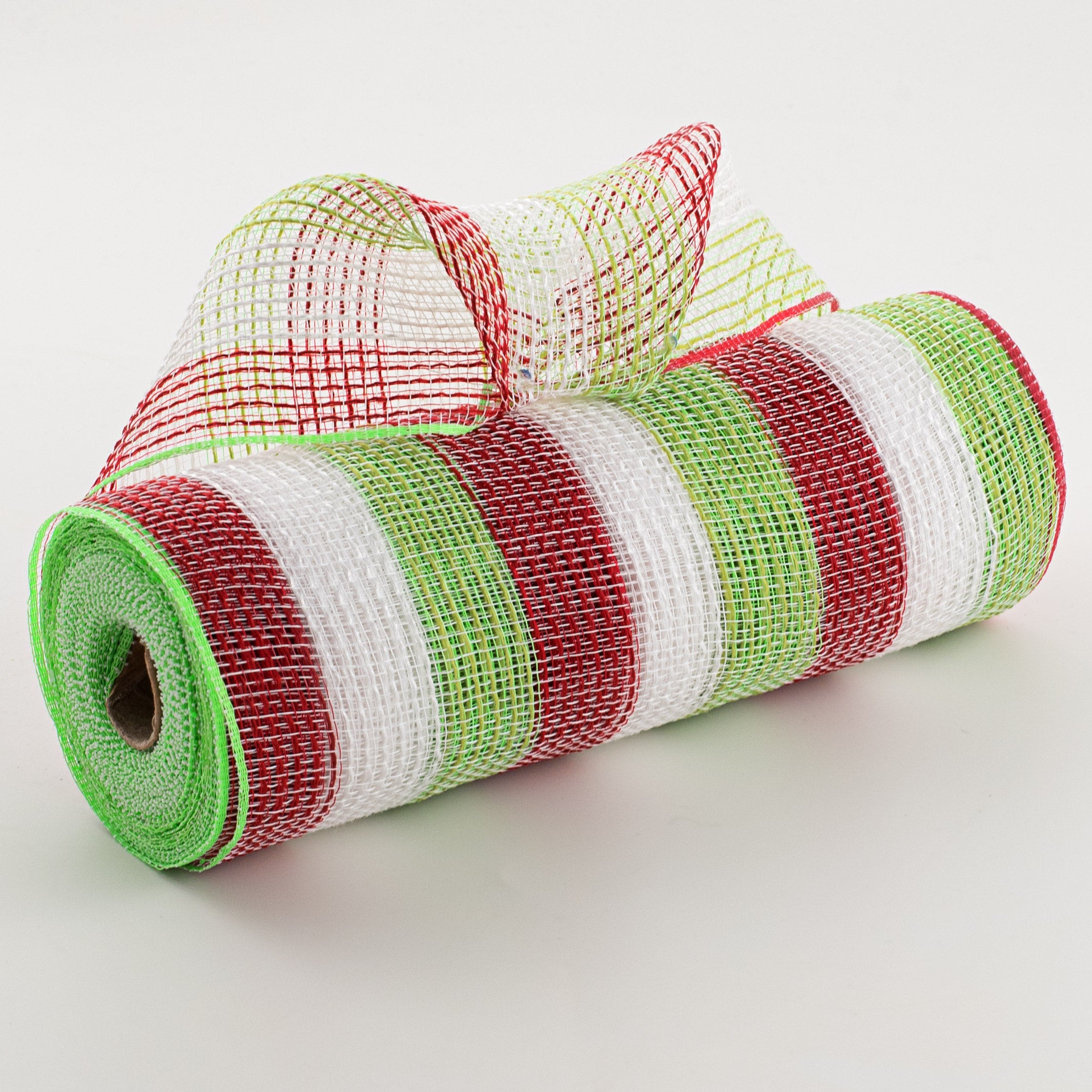 10" Small Stripe Fabric Mesh: Red, Lime, White