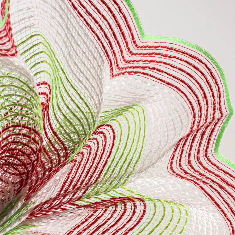 10" Small Stripe Fabric Mesh: Red, Lime, White