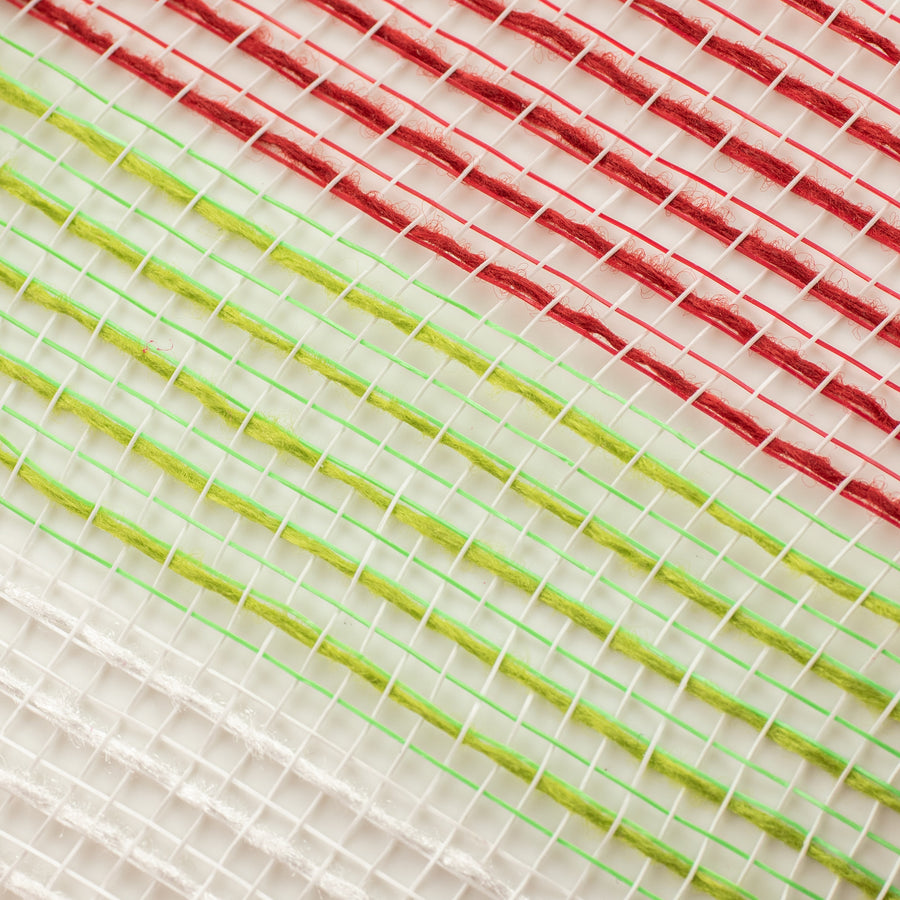 10" Small Stripe Fabric Mesh: Red, Lime, White