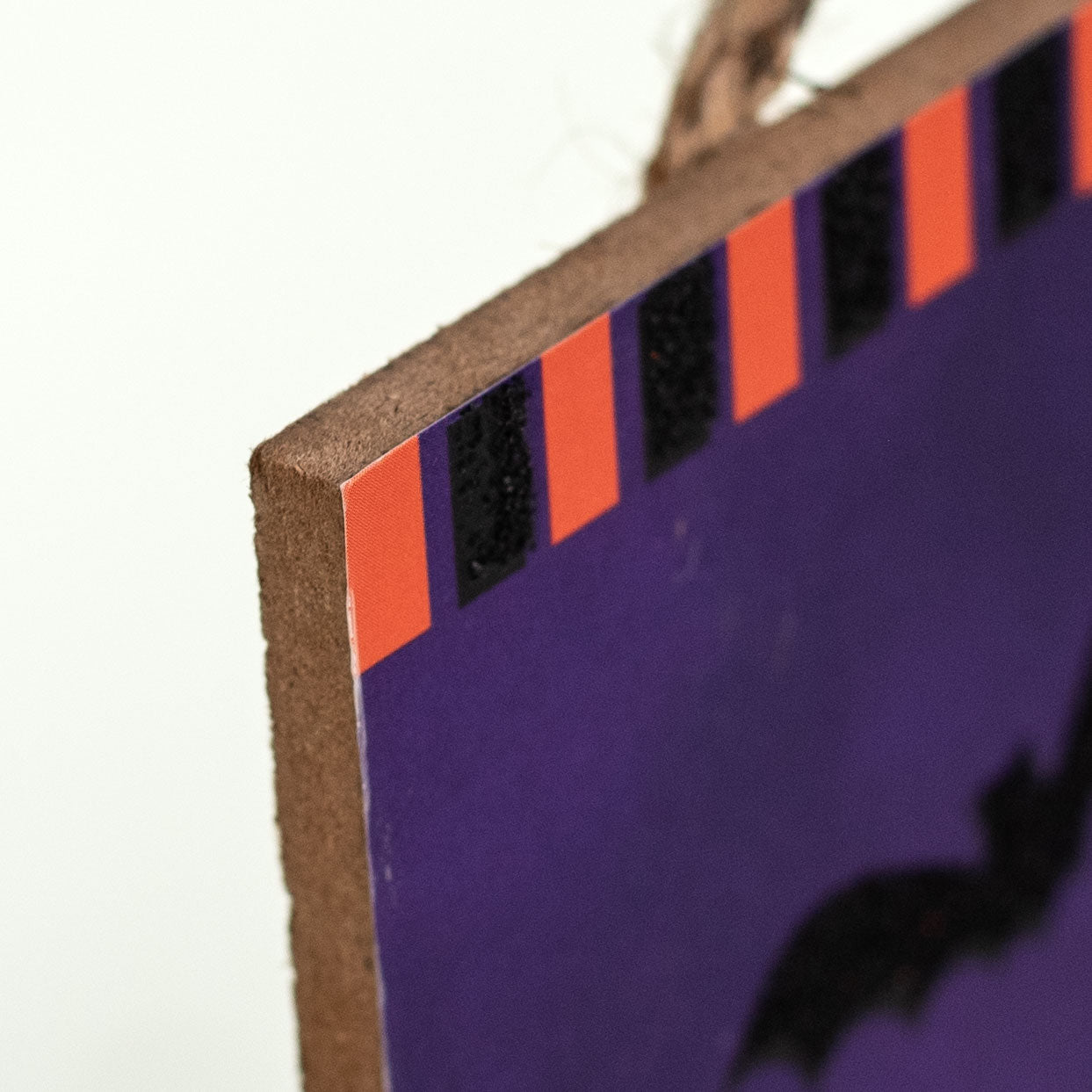 12" Wooden Sign: Happy Halloween Stripe Edge