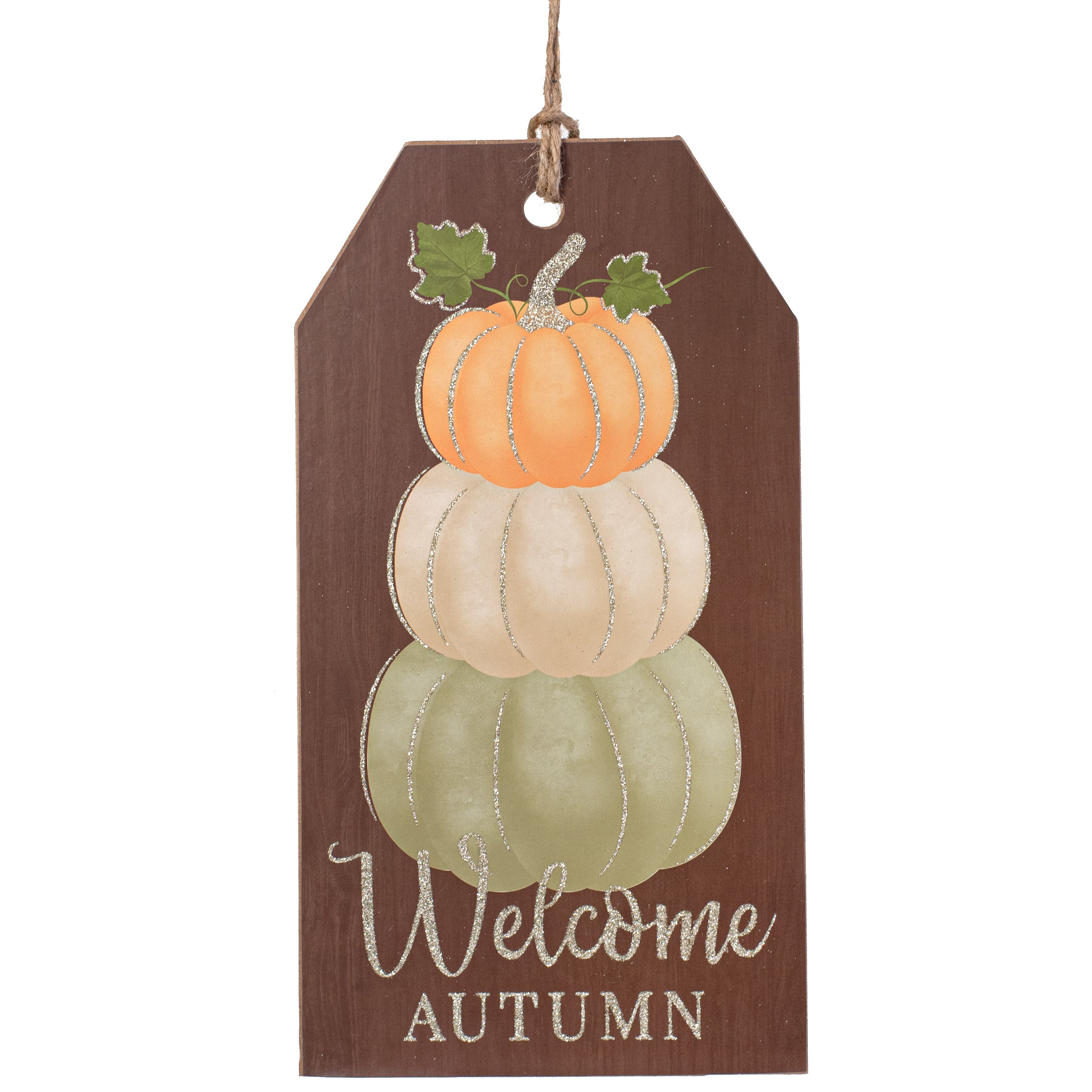 12" Wooden Sign: Welcome Autumn Pumpkin Tag