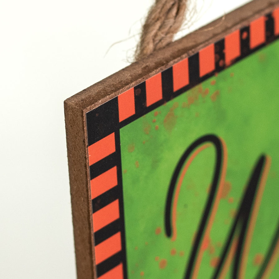 10" Square Wooden Sign: Witch Way To The Candy