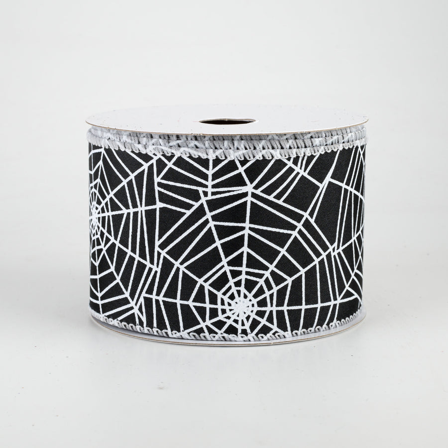 2.5" Spider Web Satin Ribbon: Black (10 Yards)