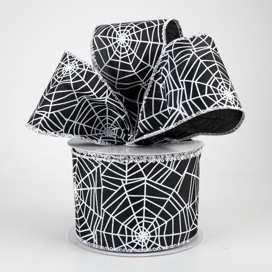 2.5" Spider Web Satin Ribbon: Black (10 Yards)