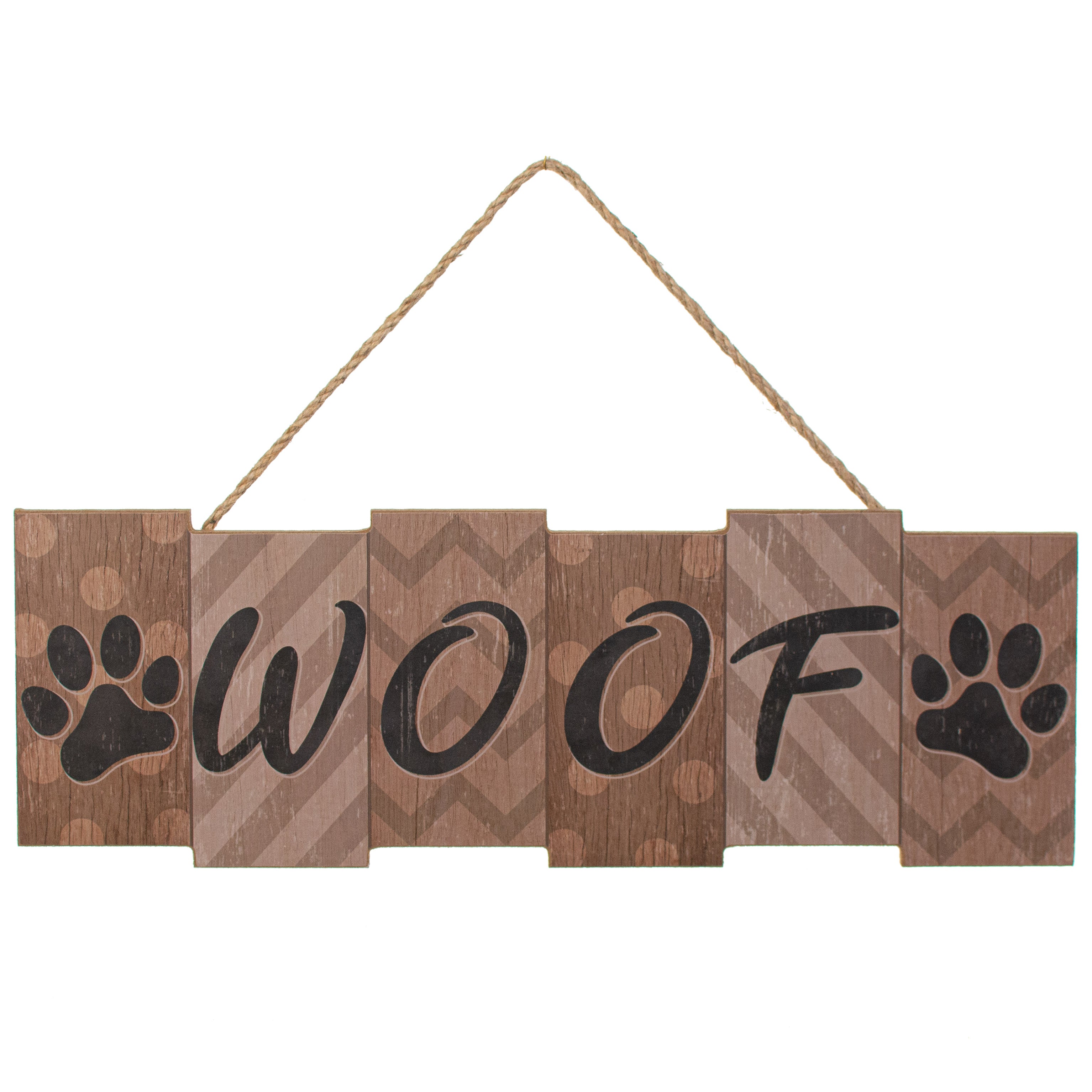 14" Wooden Sign: Woof Blocks