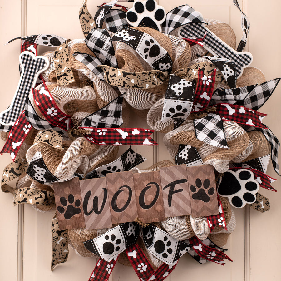 14" Wooden Sign: Woof Blocks