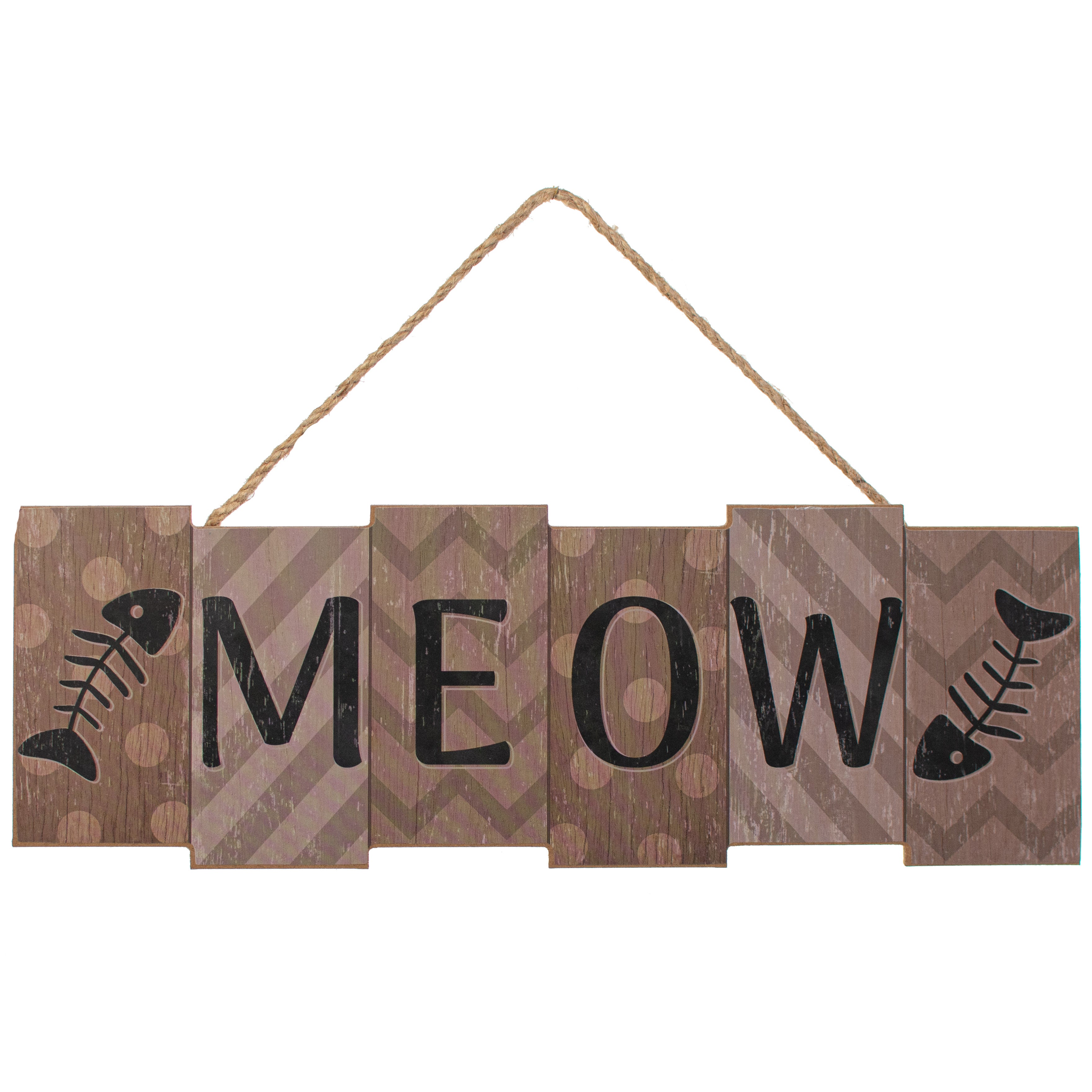 14" Wooden Sign: Meow Blocks