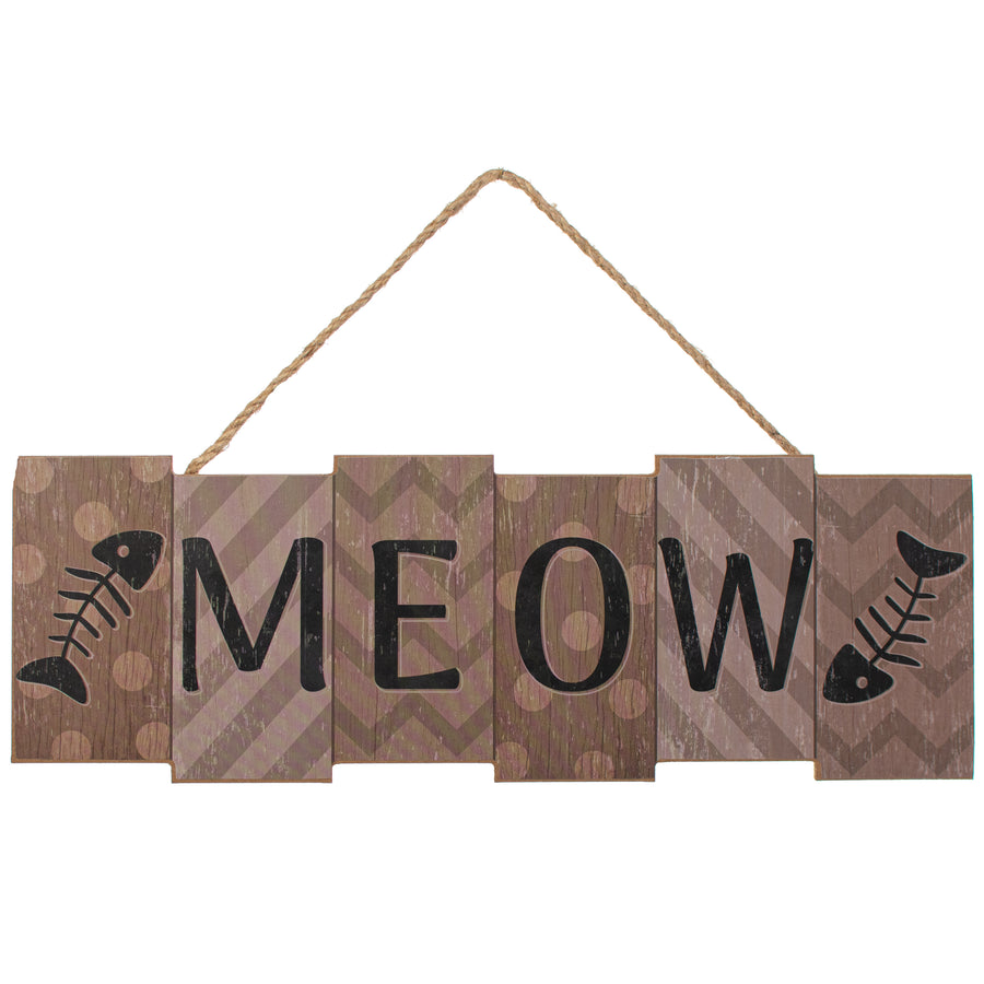 14" Wooden Sign: Meow Blocks