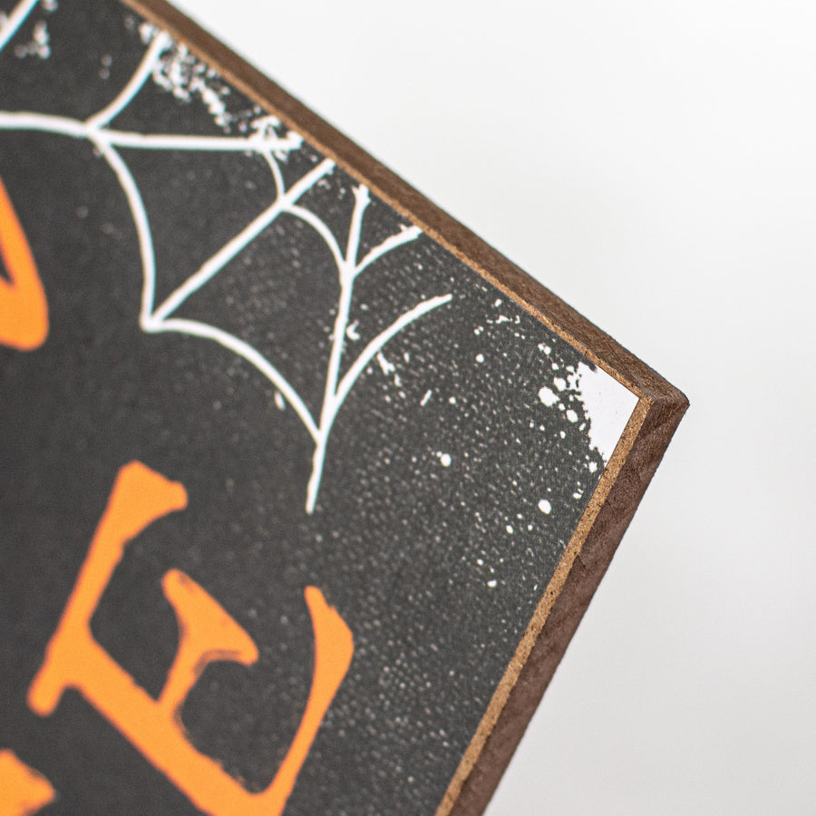 10" Square Wooden Sign: Welcome Haunted House