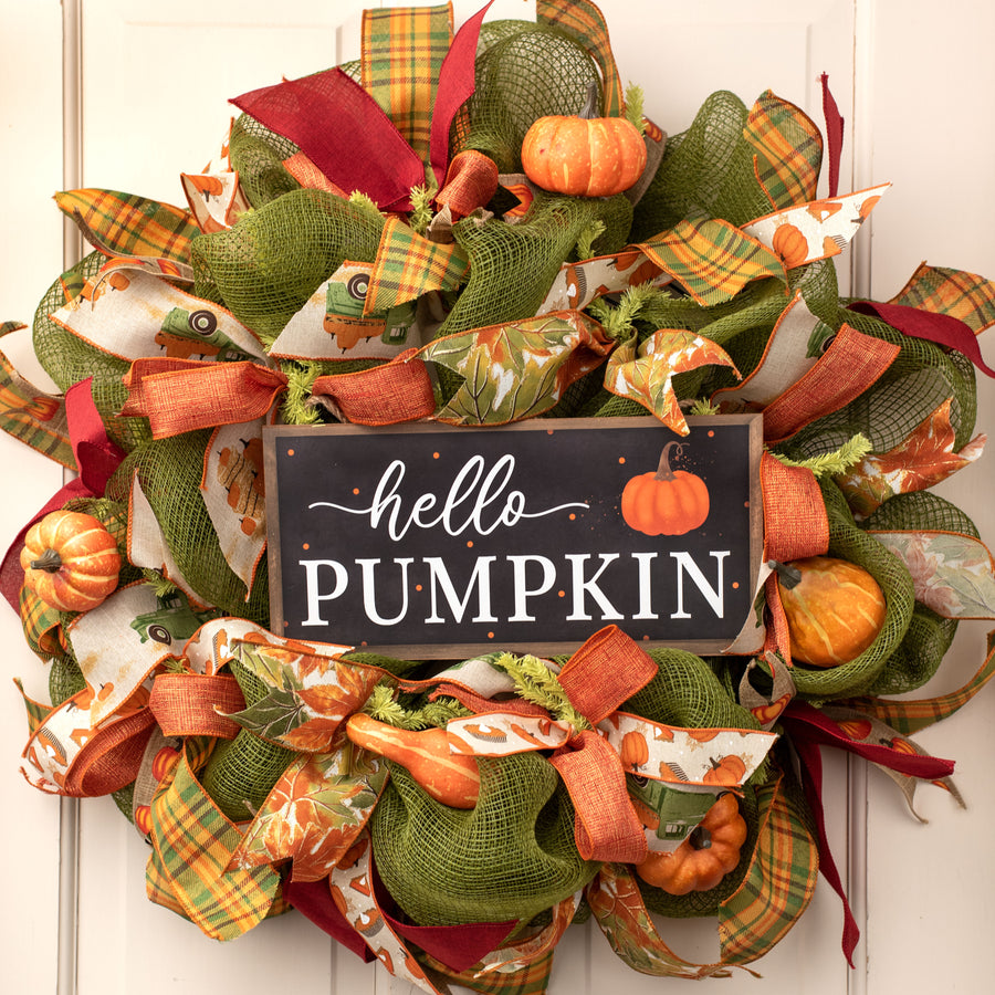 12" Wooden Sign: Hello Pumpkin