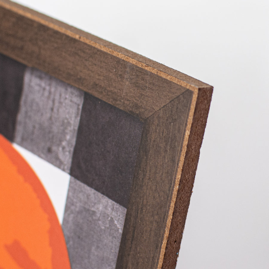 10" Square Wooden Sign: Pumpkin On Check