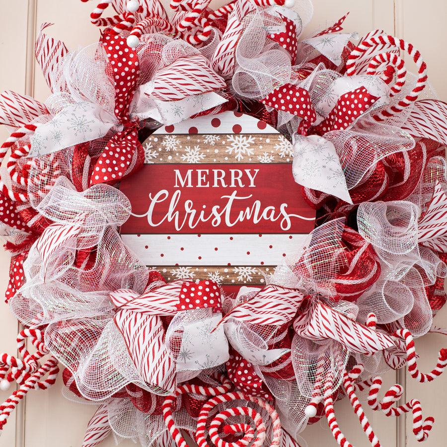 10" Round Wooden Sign: Rustic Merry Christmas