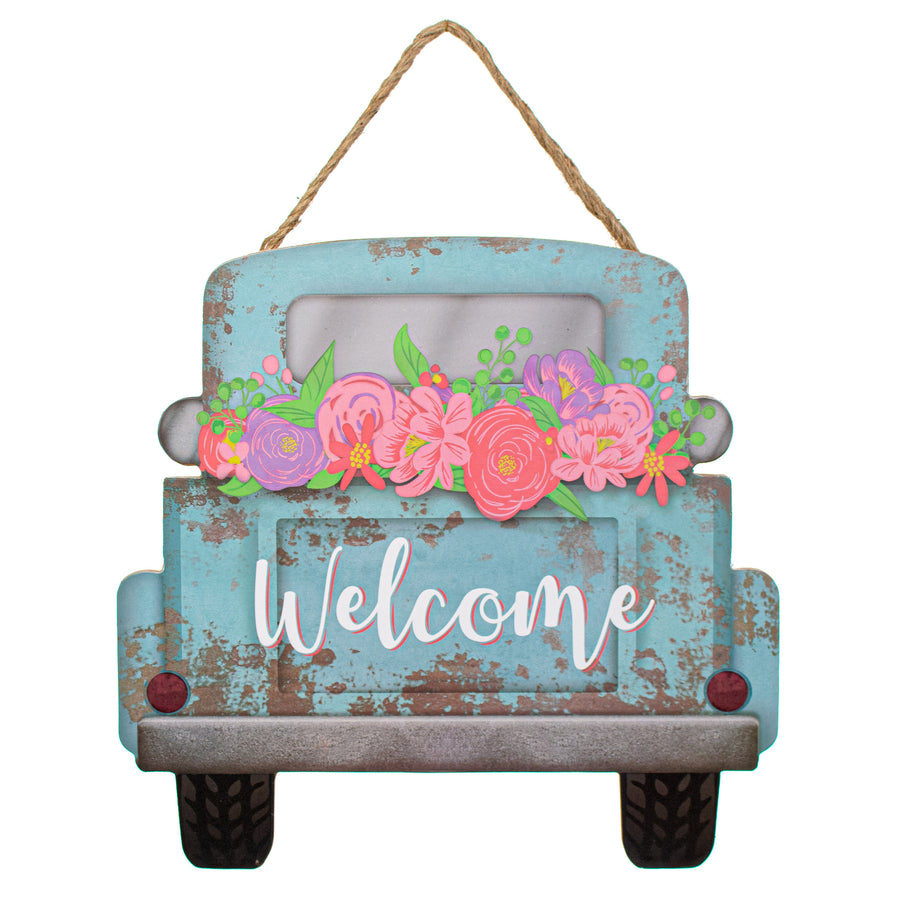 12" Welcome Flowers Old Truck Sign