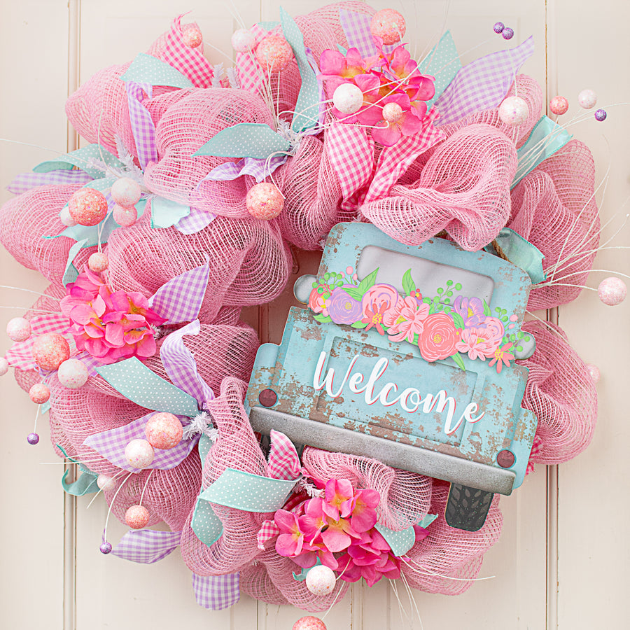 12" Welcome Flowers Old Truck Sign
