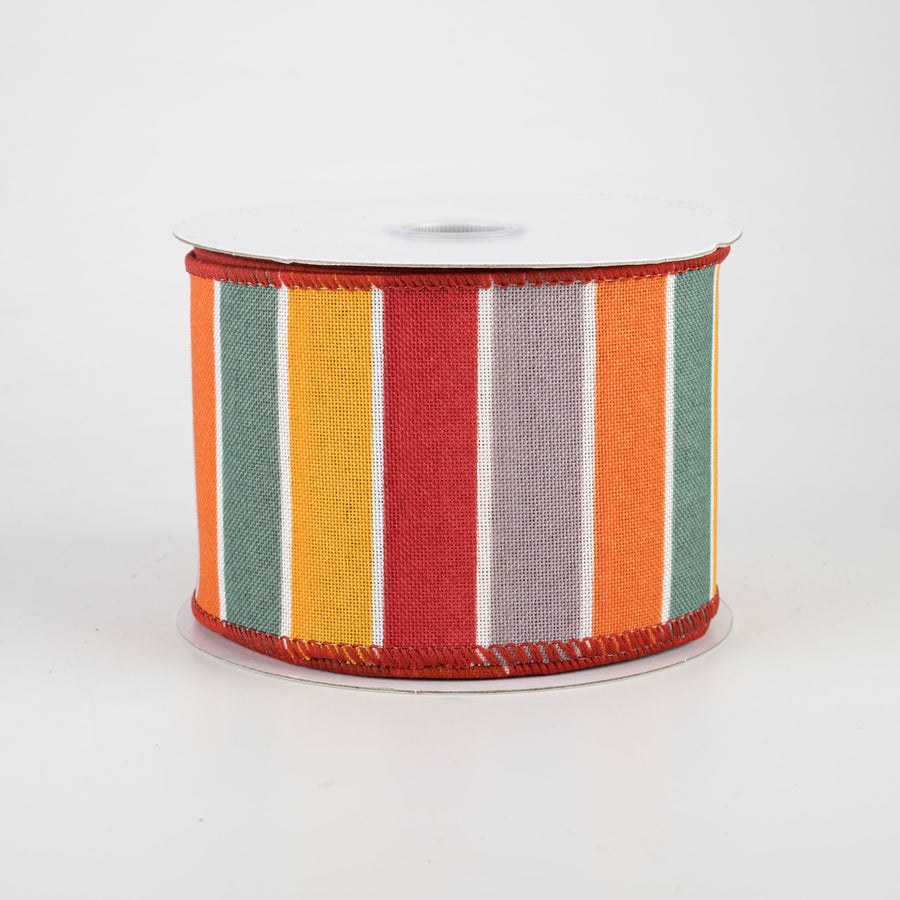 2.5" Florida Stripe Ribbon: Grey, Teal, Yellow & Orange (10 Yards)