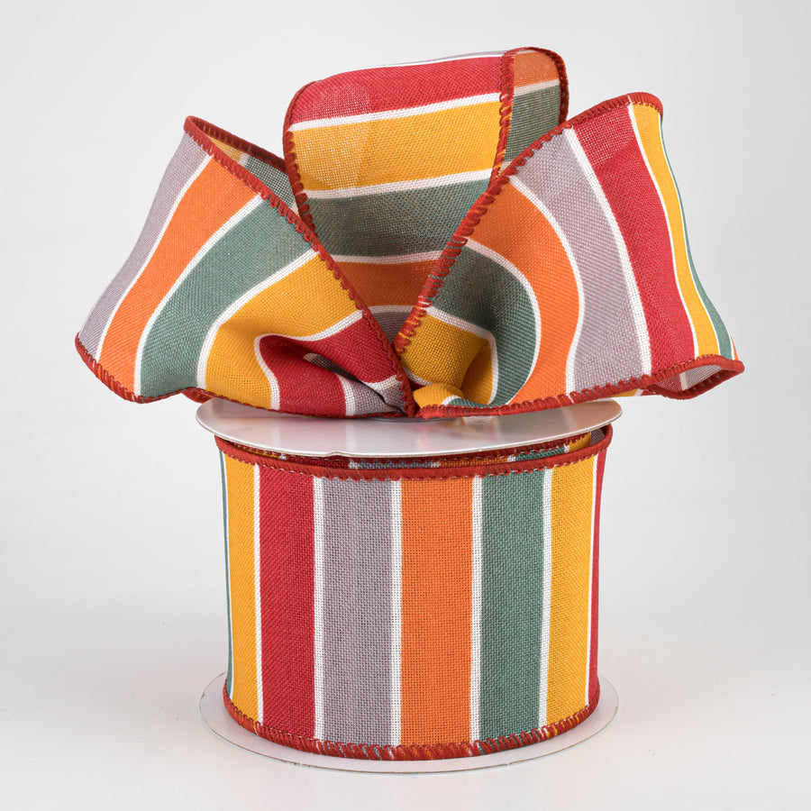 2.5" Florida Stripe Ribbon: Grey, Teal, Yellow & Orange (10 Yards)