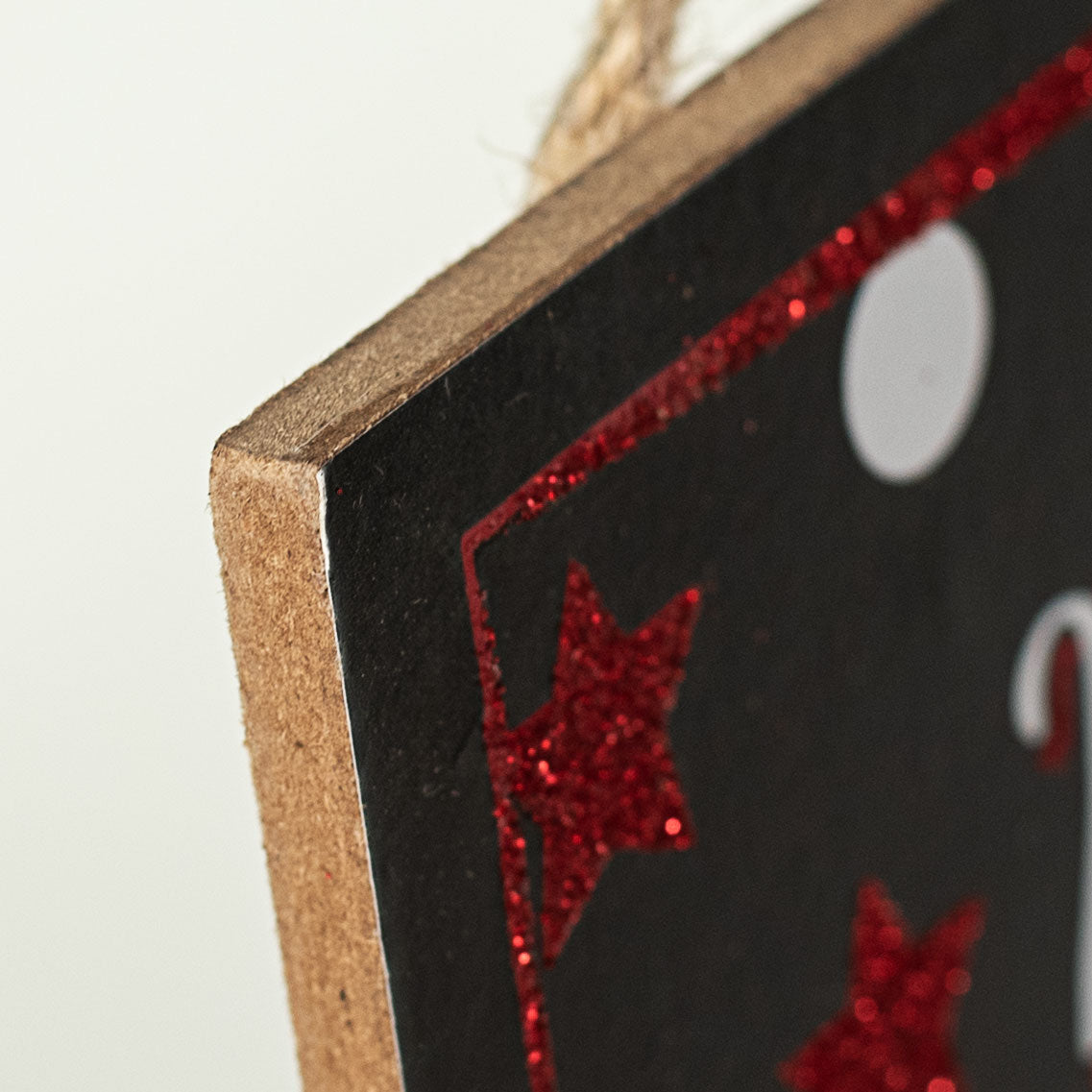 12" Wooden Sign: Christmas Glitter Peeking Santa