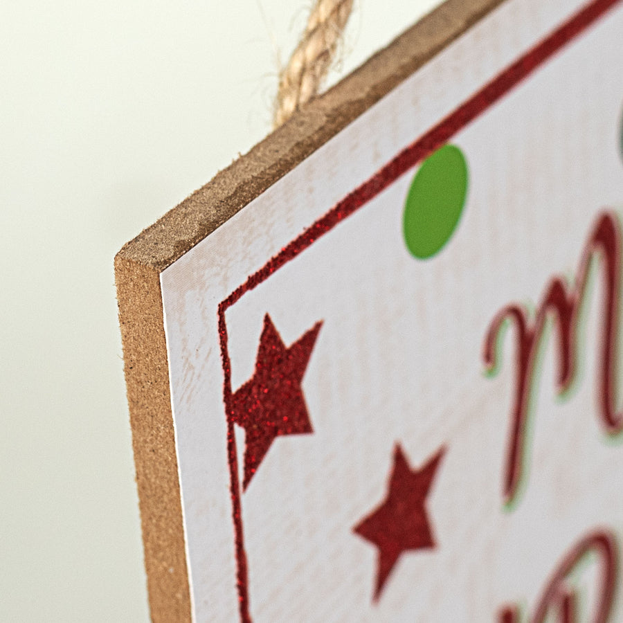12" Wooden Sign: Christmas Glitter Peeking Elf